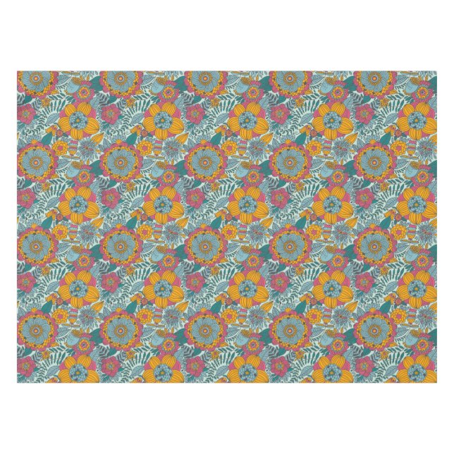 Colorful floral pattern tablecloth (Front (Horizontal))