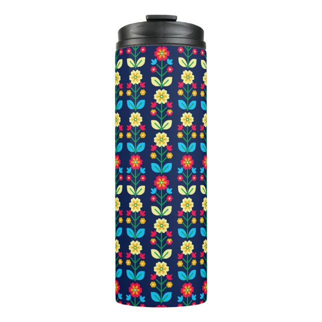 Colorful Floral Pattern Thermal Tumbler (Front)
