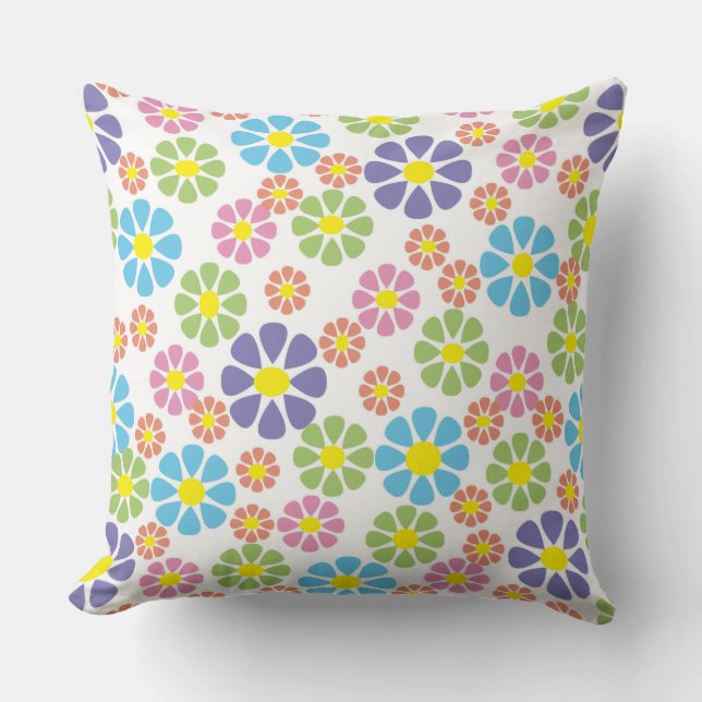 Colorful floral pattern throw pillow (Front)