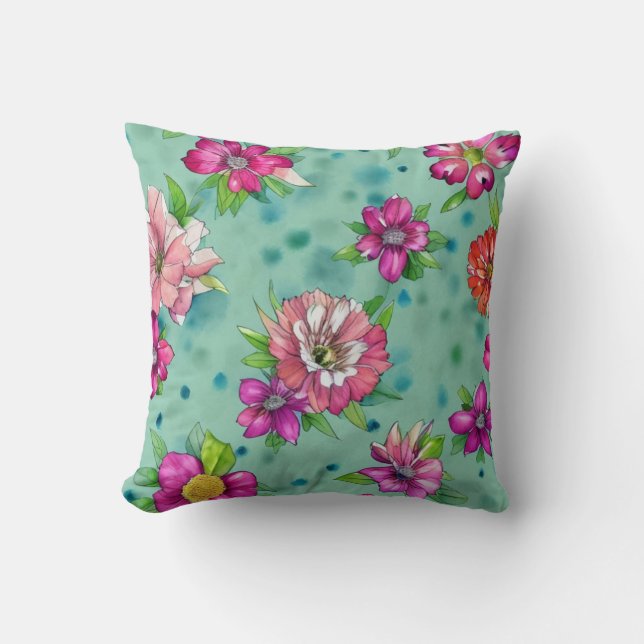Colorful Floral pattern  Throw Pillow (Front)