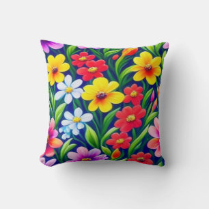 Colorful floral pattern throw pillow