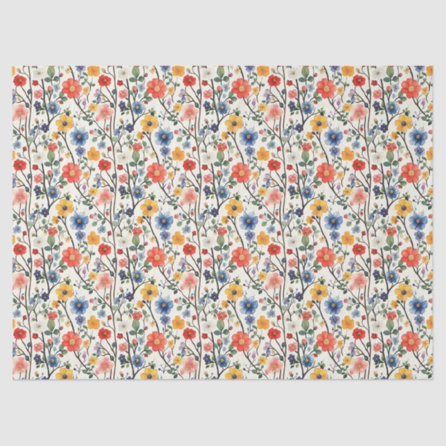 Colorful Floral Pattern Tissue Paper (Front)