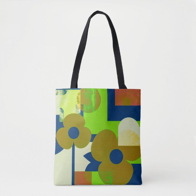 Colorful Floral Pattern Tote Bag – Cute Vibrant Fl (Front)