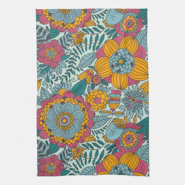 Colorful floral pattern towel (Vertical)