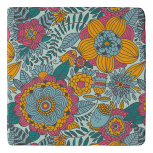 Colorful floral pattern trivet