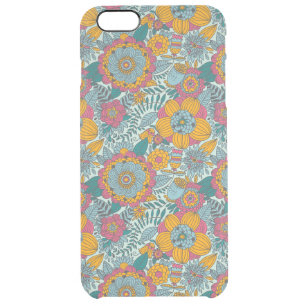 Colorful floral pattern clear iPhone 6 plus case