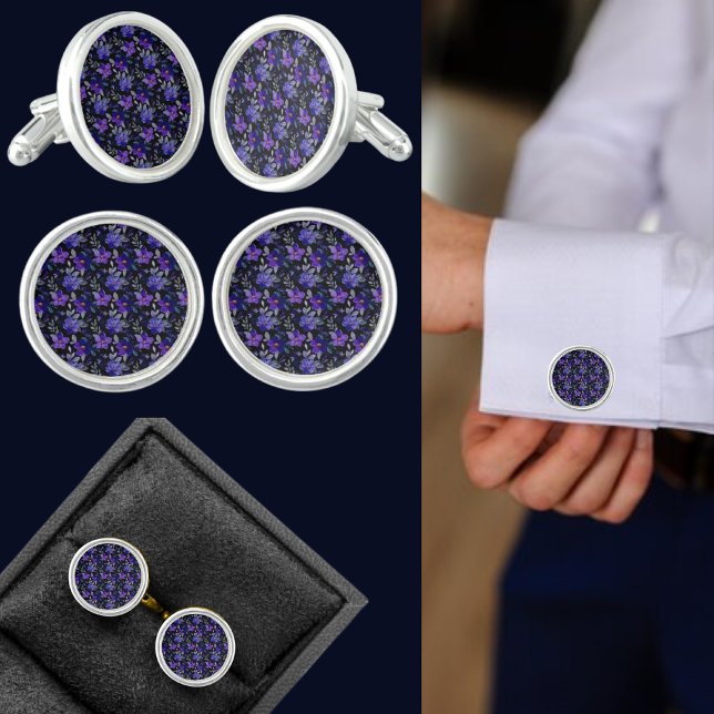 Colorful Floral Pattern Wedding  Cufflinks (Creator Uploaded)