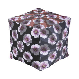Colorful Floral Pattern with Light Beams Darker Pouf
