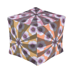 Colorful Floral Pattern with Light Beams Lighter Pouf