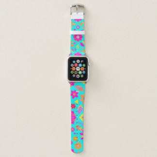 Colorful Floral Pattern with Pink and Orange Apple Watch Band