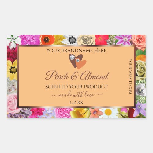 Colorful Floral Peach Product Labels Hearts Jewels