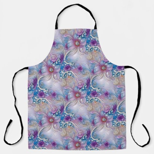 Colorful Floral Pearly Gems Apron