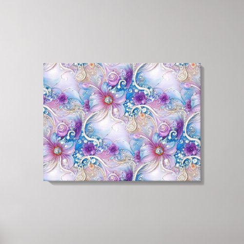 Colorful Floral Pearly Gems Canvas