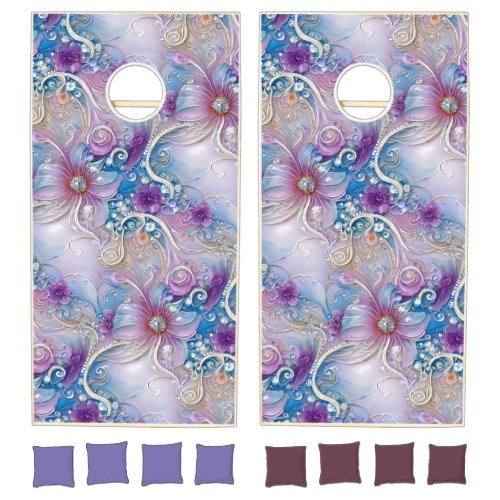 Colorful Floral Pearly Gems Cornhole Set