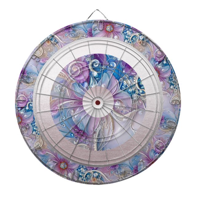 Colorful Floral Pearly Gems Dartboard (Front)
