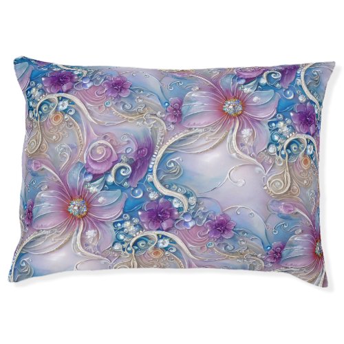 Colorful Floral Pearly Gems Dog Bed