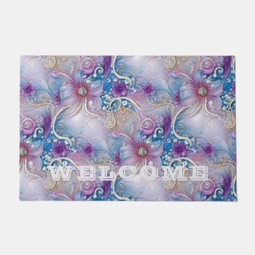 Colorful Floral Pearly Gems Doormat