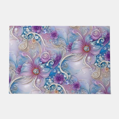 Colorful Floral Pearly Gems Doormat