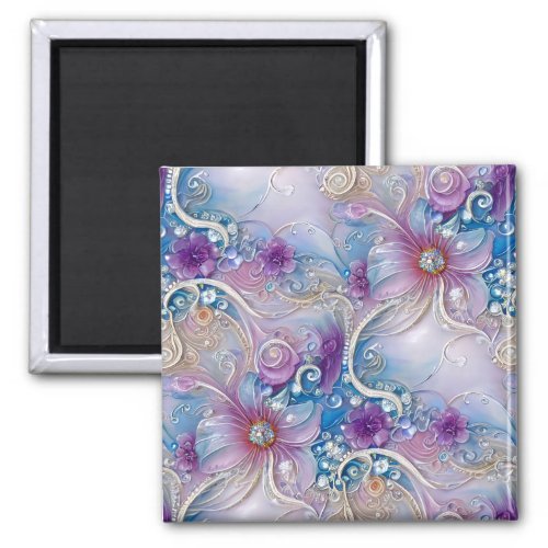 Colorful Floral Pearly Gems Magnet