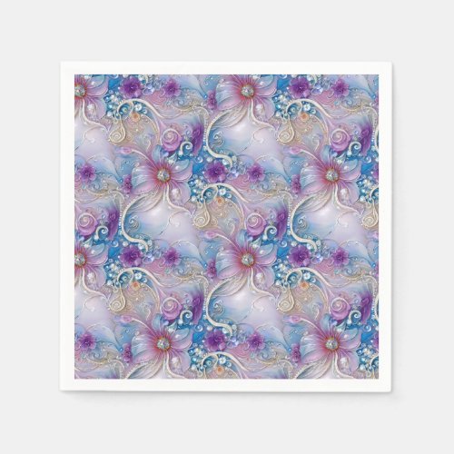 Colorful Floral Pearly Gems Napkins
