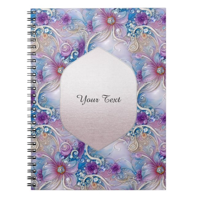Colorful Floral Pearly Gems Notebook (Front)