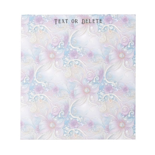 Colorful Floral Pearly Gems Notepad (Front)