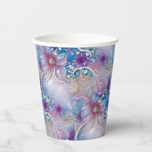 Colorful Floral Pearly Gems Paper Cups