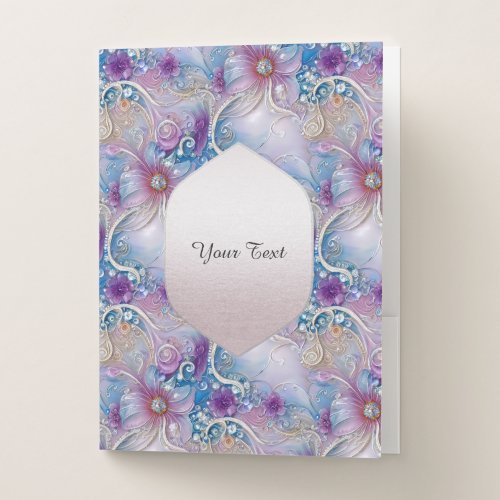 Colorful Floral Pearly Gems Pocket Folder