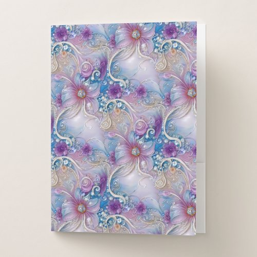 Colorful Floral Pearly Gems Pocket Folder