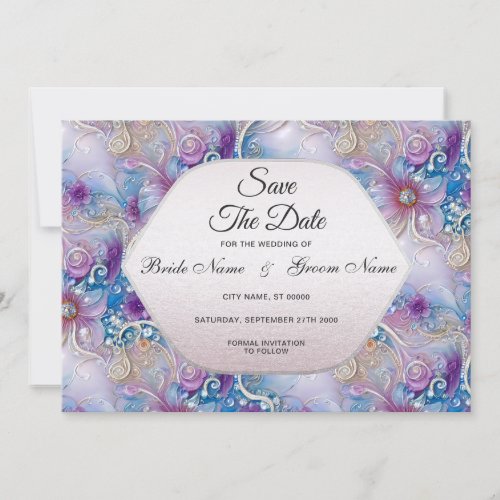 Colorful Floral Pearly Gems Save The Date