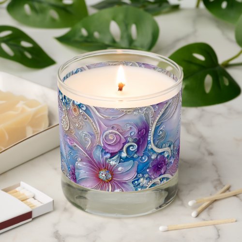 Colorful Floral Pearly Gems Scented Jar Candle