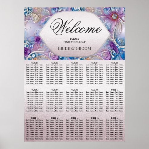 Colorful Floral Pearly Gems Seating Chart