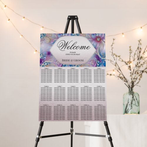 Colorful Floral Pearly Gems Seating Chart Foam Board