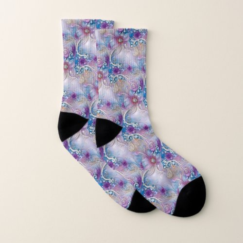 Colorful Floral Pearly Gems Socks