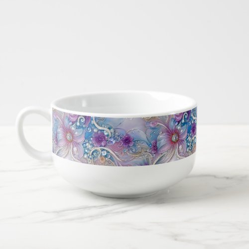 Colorful Floral Pearly Gems Soup Mug