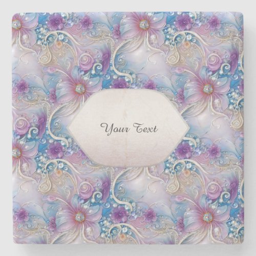 Colorful Floral Pearly Gems Stone Coaster