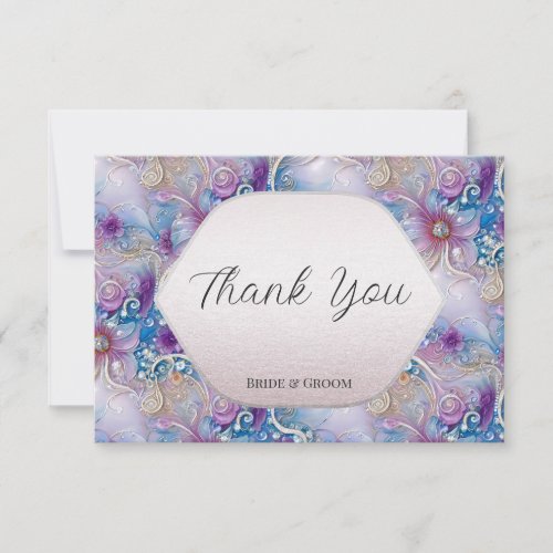 Colorful Floral Pearly Gems Thank You Card