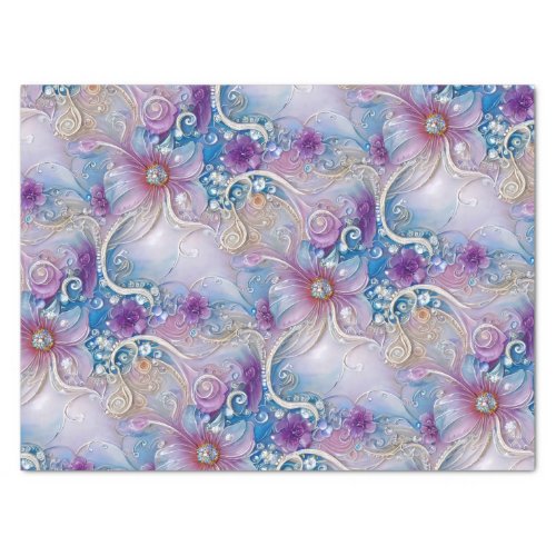 Colorful Floral Pearly Gems Tissue Paper