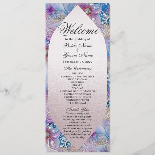 Colorful Floral Pearly Gems Wedding program