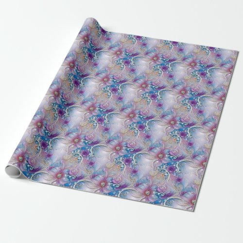 Colorful Floral Pearly Gems Wrapping Paper