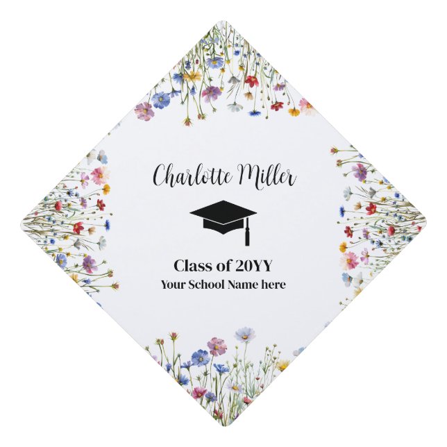 colorful floral personalized graduation graduation cap topper (Front)
