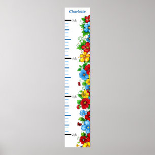 Colorful Floral Personalized Growth Chart