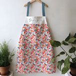 Colorful Floral Personalized Name Apron<br><div class="desc">Painted colorful floral apron with a beautiful script font personalization.</div>