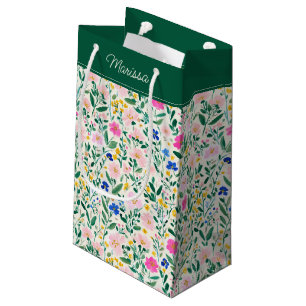 Colorful Floral Personalized  Small Gift Bag