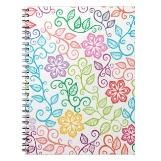 Colorful Floral Personalized Spiral Notebook