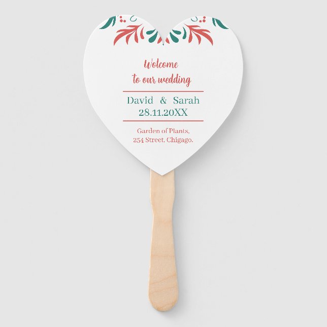  colorful Floral Personalized Wedding Program Hand Fan (Front)