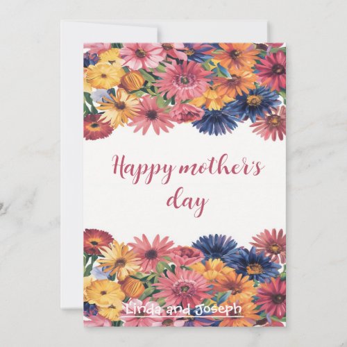 Colorful Floral Photo happy mothers day Holiday Card