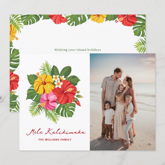 Colorful Floral Photo Mele Kalikimaka Hawaiian