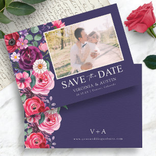 Colorful Floral Photo Save The Date