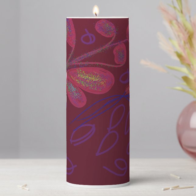 Colorful Floral Pillar Candle (In Situ)